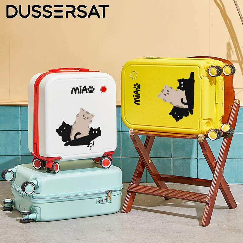 

18/20 Inch Cute Animal kitty Print Travel Luggage - Large Capacity ABS+PC Suitcase with 4 Wheels & Anti-Theft Zipper