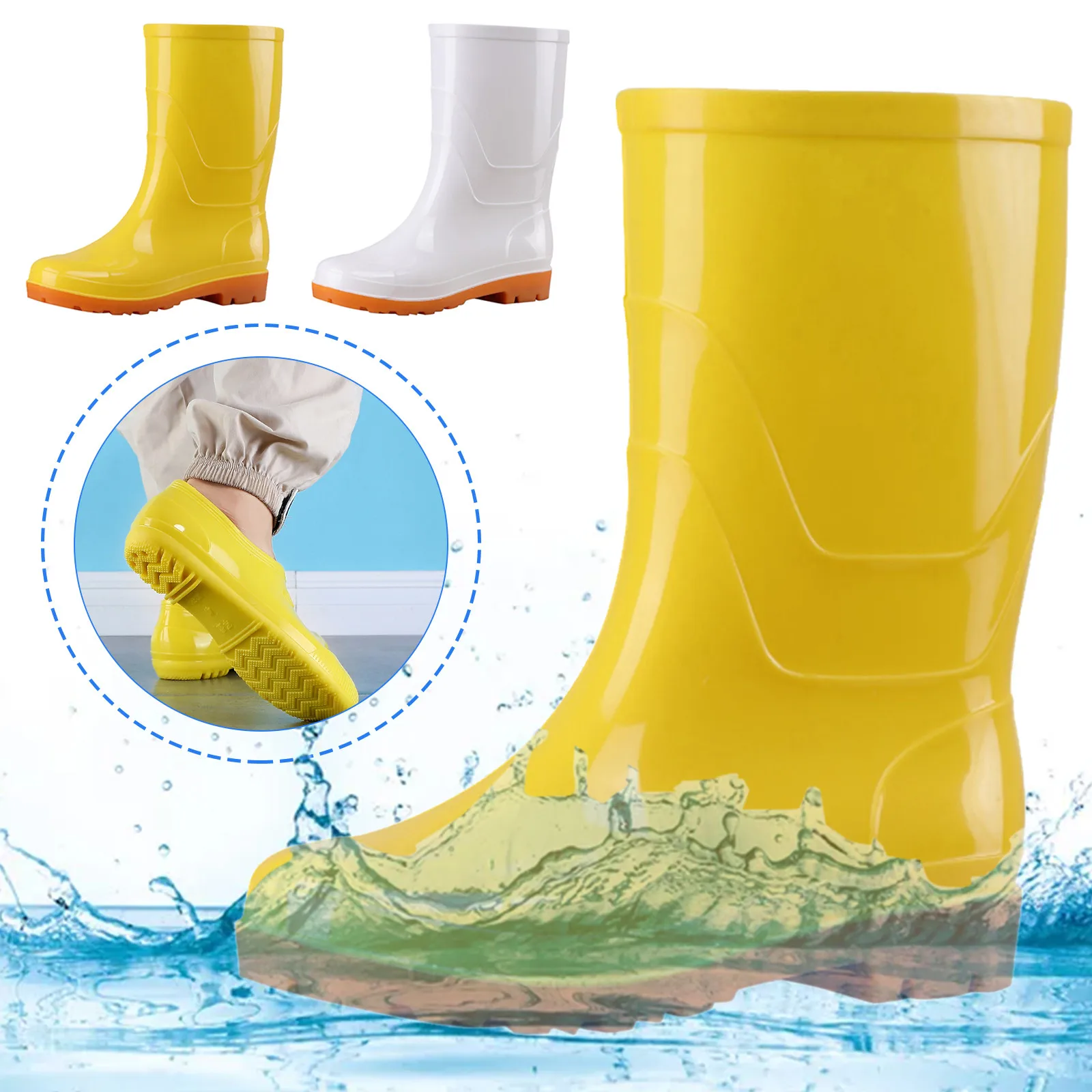 2024 Fashion Rainboots for Men Waterproof Women Boots Work Outdoor Fishing Shoes Zapatos Waterproof