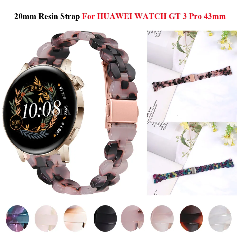 Hot Women 20mm Resin Band For Huawei Watch GT 3 GT3 Pro 43mm/Huawei GT3 GT 2 GT2 42mm Honor Magic 2 42mm/Watch ES Bracelet Strap