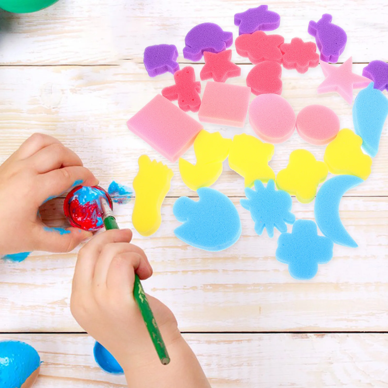 30pcs DIY Sponge Painting Animal Shaped Craft Sponge Assorted Pattern Early Learning Sponge for Kids (Mixed Pattern and Mixed Co