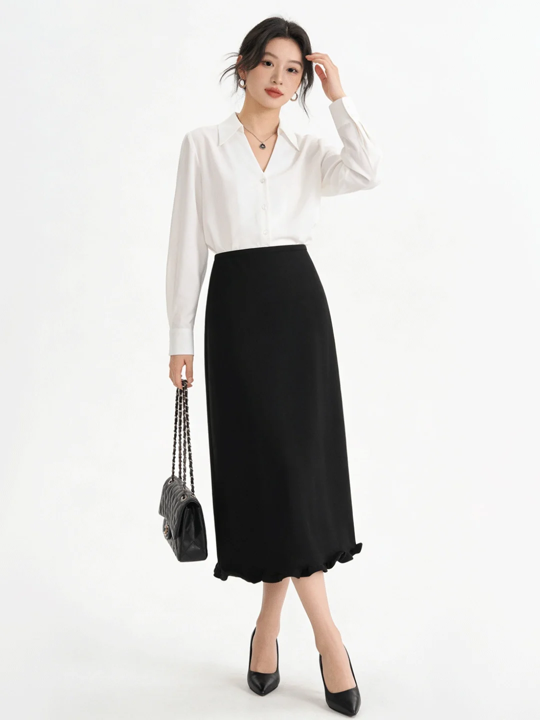 

Thiened Warm Plaid f Skirt High Waist A-Line Spring Faion Korean Sle Lady's Skirt Breathable Skin-Friendly Material