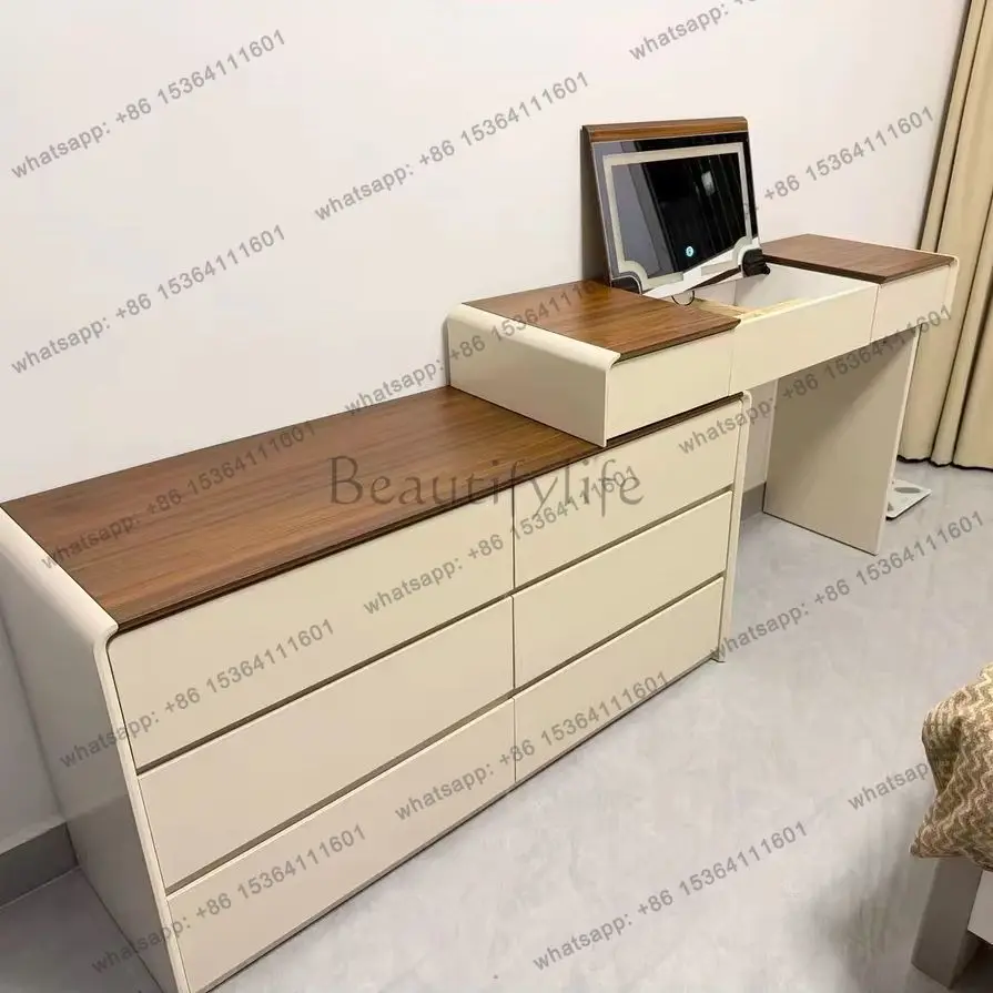LDModern Wood Vanity Table Flip Dresser Bedroom Dressing Table Luxury Bedside Multifunctional Beauty Comoda   Furniture