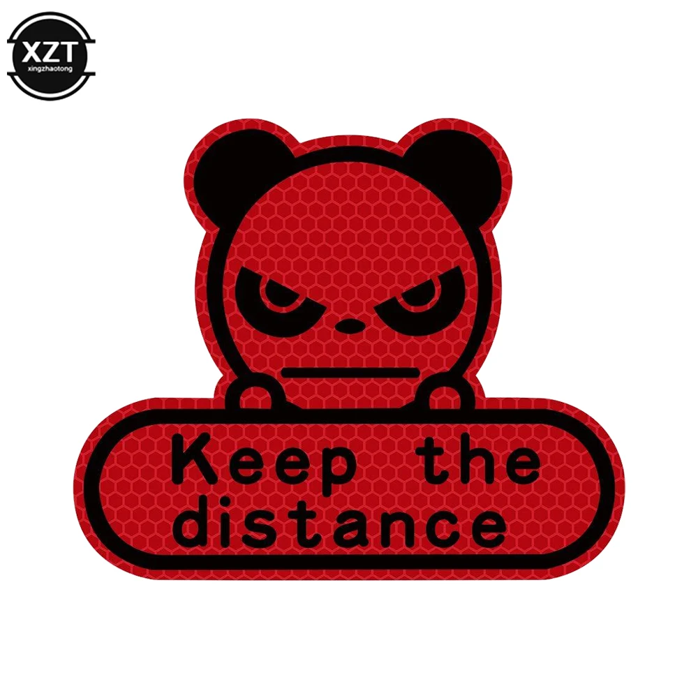 1pcs Keep Distance Reflective Stickers Panda Stickers Fluorescent Yellow Green Hexagon Honeycomb Cartoon Car Decoration Stickers