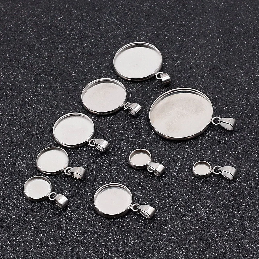 Ohrring-Verschlüsse aus Sterlingsilber, Cabochons für Schmuck, runde Korkbasis, Schlüsselanhänger, leere Anhängertabletts