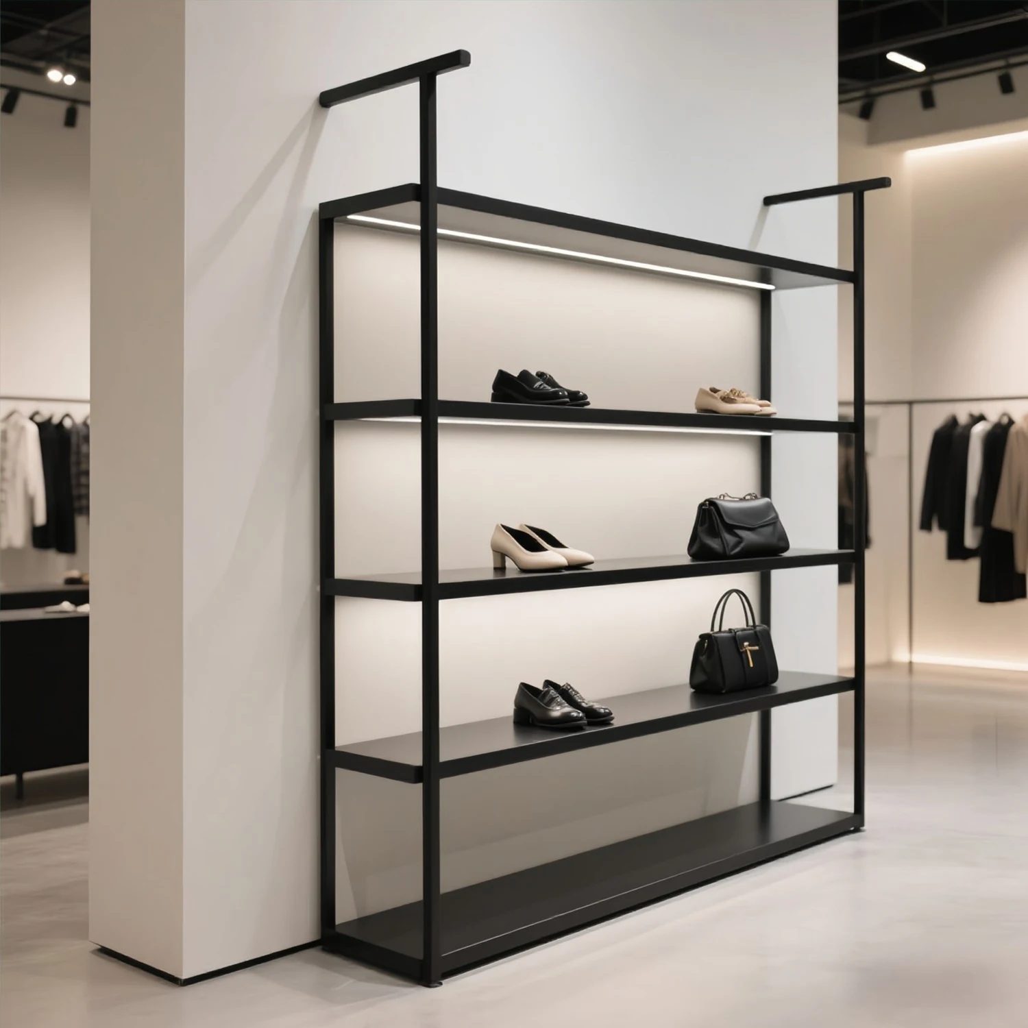 

Clothing store display rack, shoe store bag display rack, floor-to-ceiling wrought iron shelf, multi-layer shelf, shoe and bag