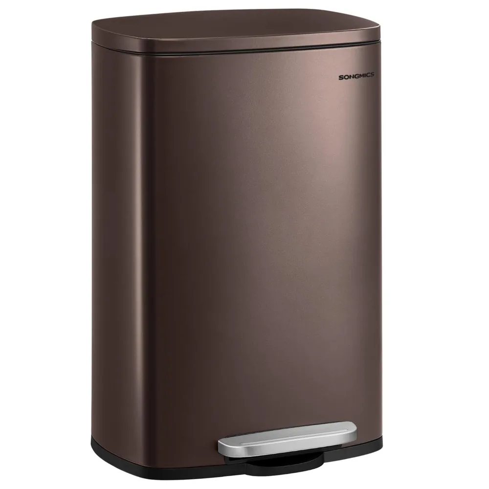 

13 Gallon (50 L) Trash Can, Stainless Steel Kitchen Garbage Can, Recycling or Waste Bin, Soft Close, Step-On Pedal, Removable I