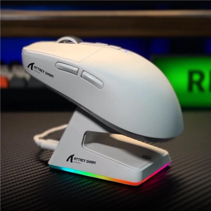 Imagem -01 - Mouse Ataque Tubarão x6 Pixart Paw3395 Mouse Bluetooth Conexão de Três Modos Rgb Base de Carregamento Magnético Macro Gaming