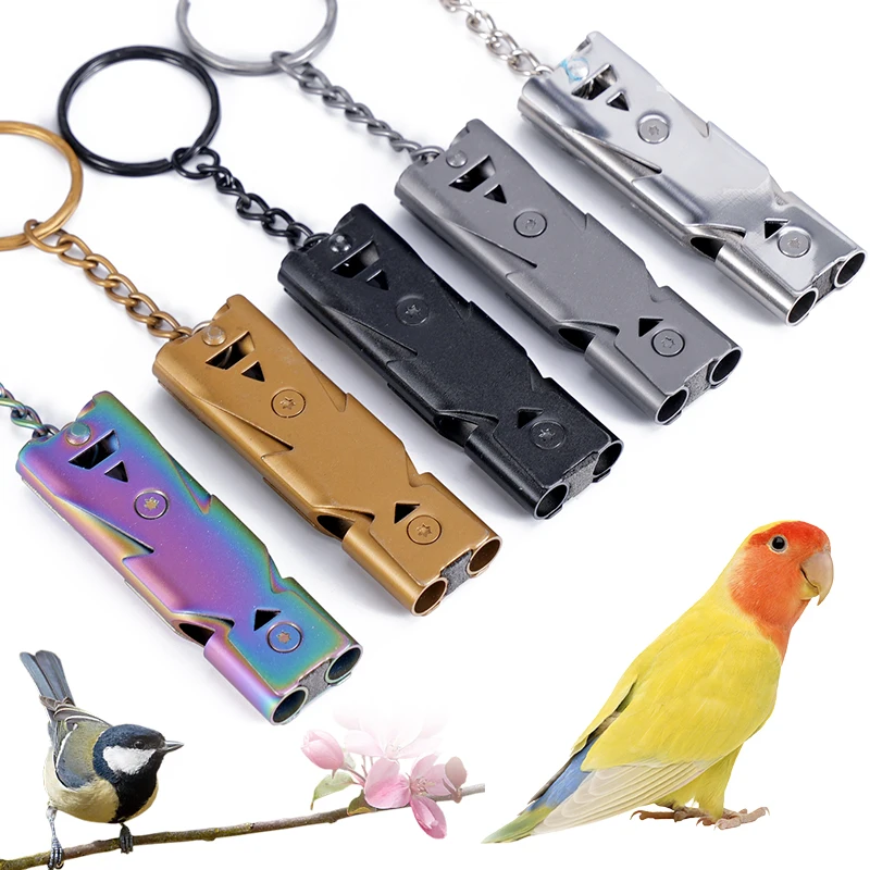 Aluminum Alloy Double Tube Whistle Universal Whistles Key Rings Birds Training Whistles Outdoor Hiking Camping Survival Whistle