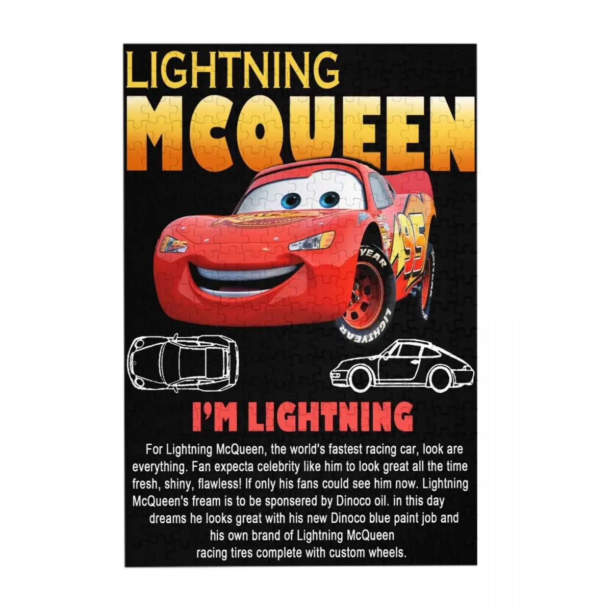 Sally I'm Lightning Cars Mcqueen Jigsaw Puzzle for Kids 300-Piece Wooden Puzzles Pieces Fun Learning Gift for Chidlren