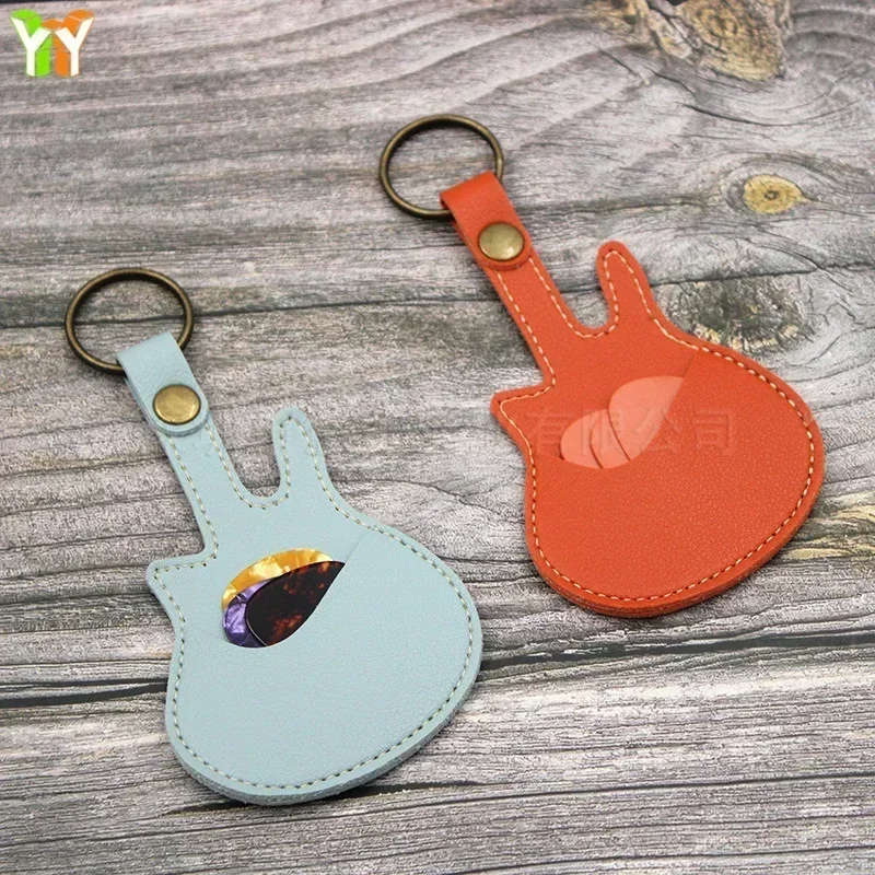 PU Leather Key Chain Guitar Picks Holder Keychain Plectrums Bag Case Supplies Guitar Strap  Guitar Neck