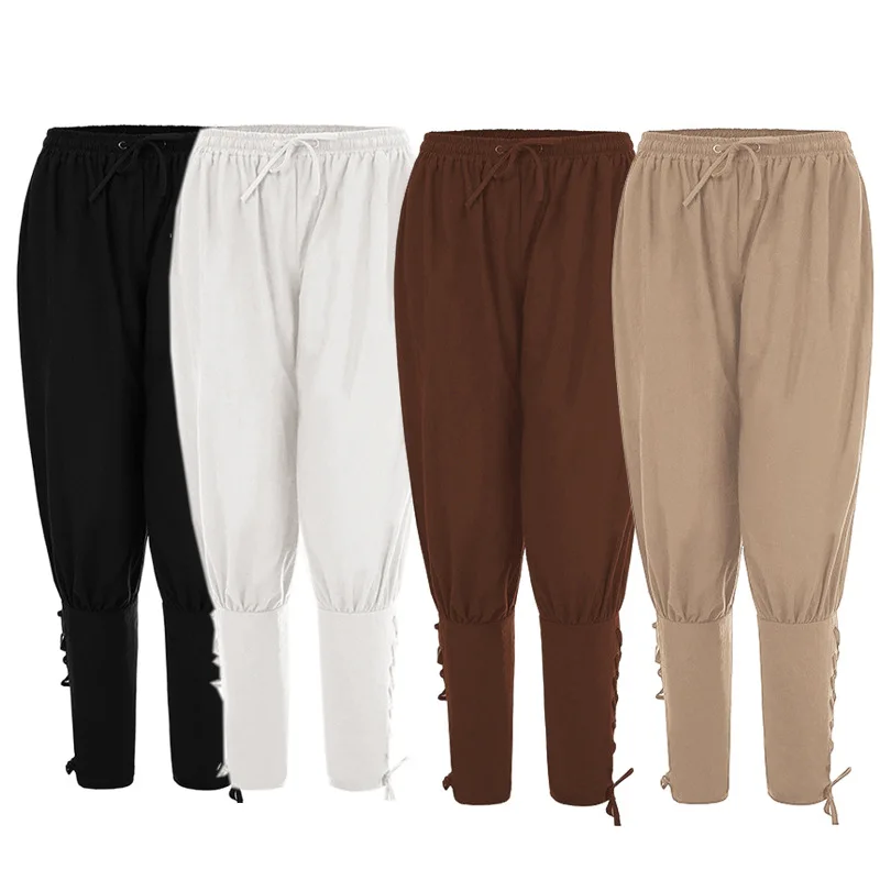 قميص عصر النهضة المكشكش للرجال سروال القراصنة فيكتوريا زي الهالوين في العصور الوسطى