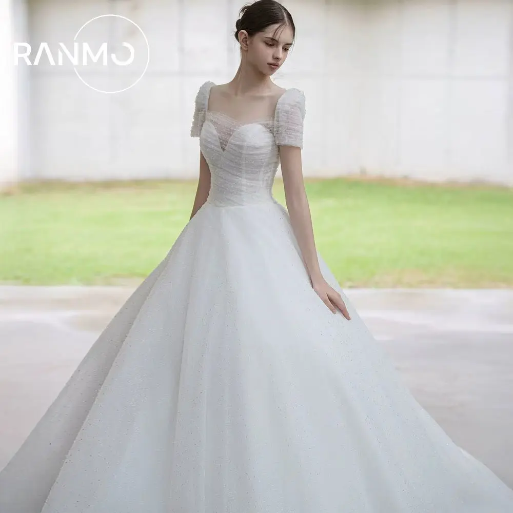 

Ranmo индивидуальное белое элегантное свадебное платье с пышными рукавами, высококачественное кружевное свадебное платье с квадратным воротником, новинка 2026 года, платье