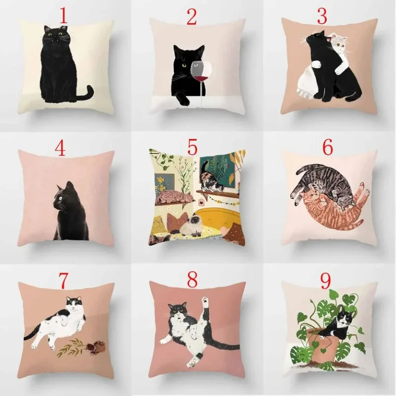 Cat Is Leisure Life  Square Pillowcase, Used for Home Decoration, Car Sofa Cushion Cover45cm*45cm