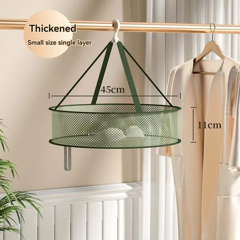 1/2 Layer Clothes Drying Basket With Hanging Hook Fine Mesh Household Towels Socks Sweater Underwear Mesh Drying Rack For Home