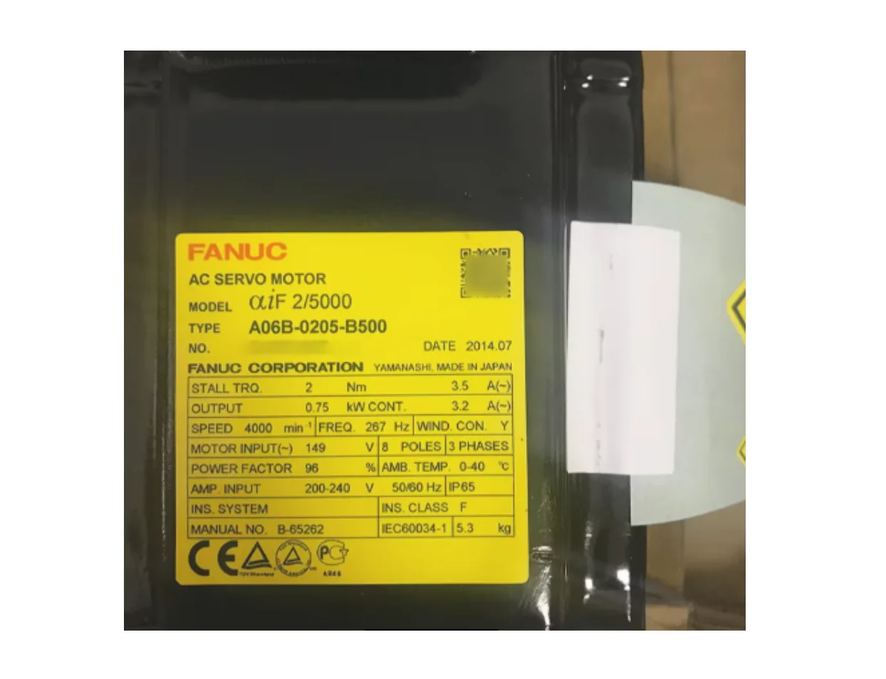 A06B-0205-B500 Fanuc AC Servo Motor For CNC Machine A06B 0205 B500