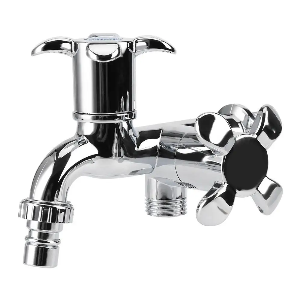 G1/2 Double Spout Water Faucet with Dual Switch for Sink & Basin - Bath Tool Accessory