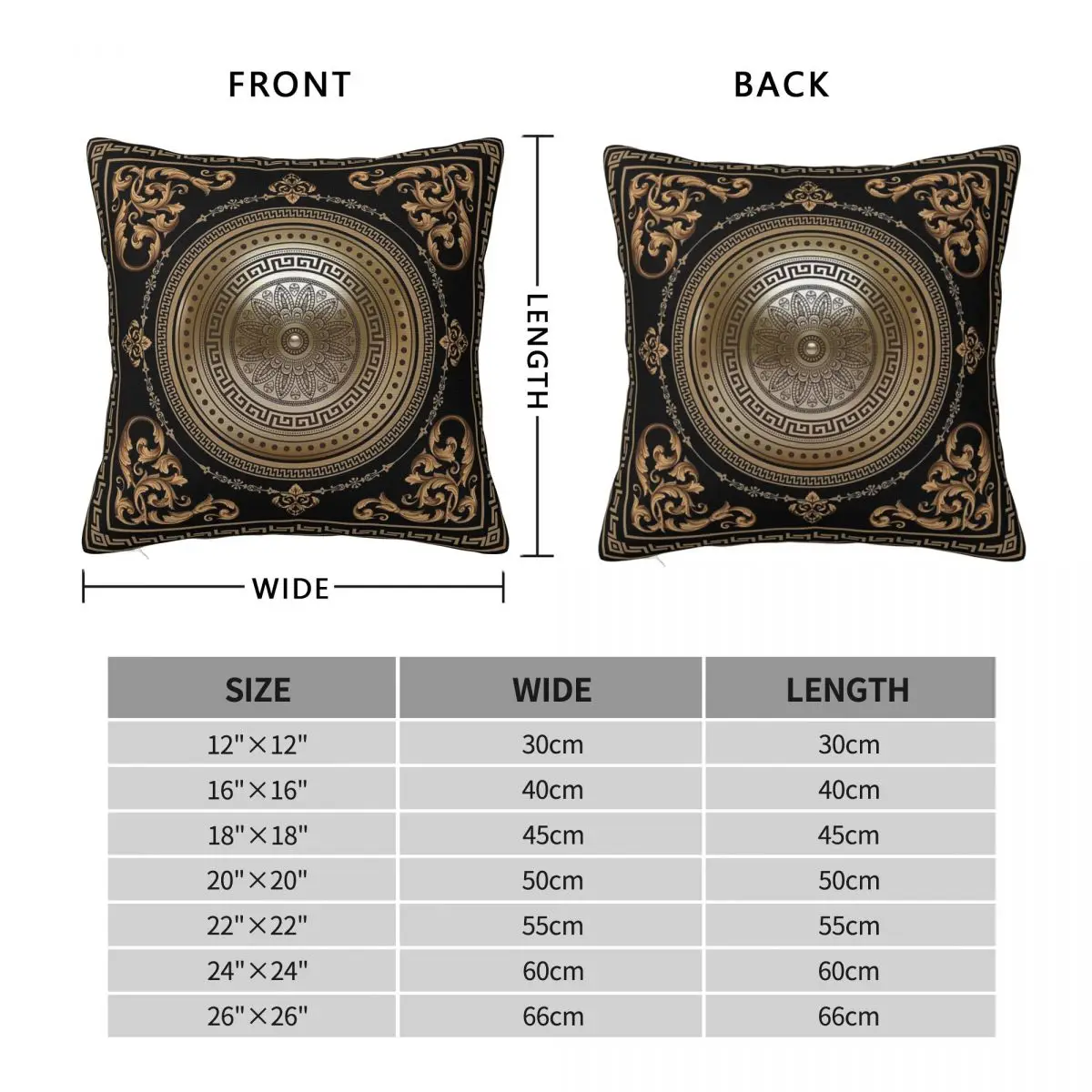 Black And Bronze Greek Meander Square Pillowcase Polyester Linen Velvet Printed Zip Decorative Pillow Case Room Cushion Cover