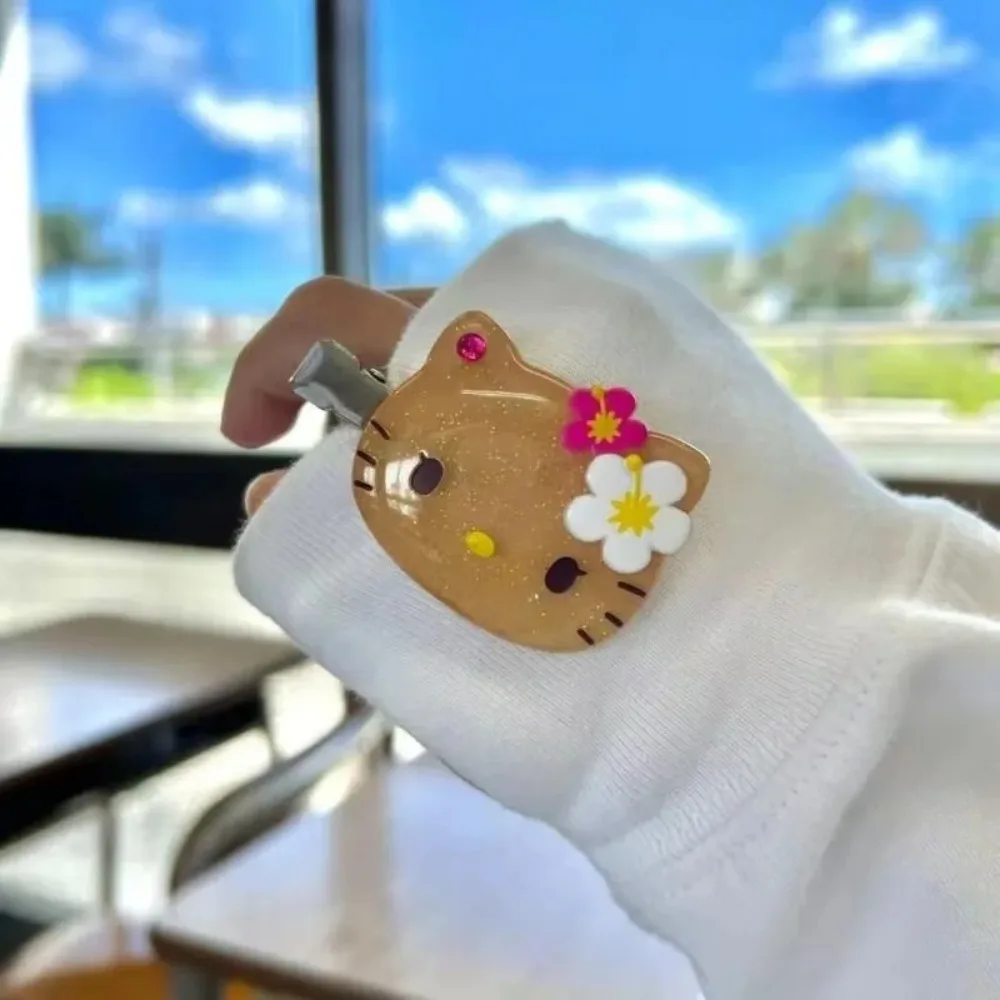 Kawaii سانريو الجلد الأسود مرحبا كيتي دبوس الشعر الفتيات الحلو لطيف الكرتون الانفجارات الجانب كليب غطاء الرأس الإبداعي للأطفال هدايا عيد ميلاد #6