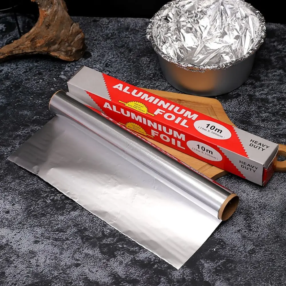 5M/10M/20M Aluminium Catering Tin Foil Disposable BBQ Accessories Barbecue Tin Foil Roll Thickened Heat Safe Food Tin Foil