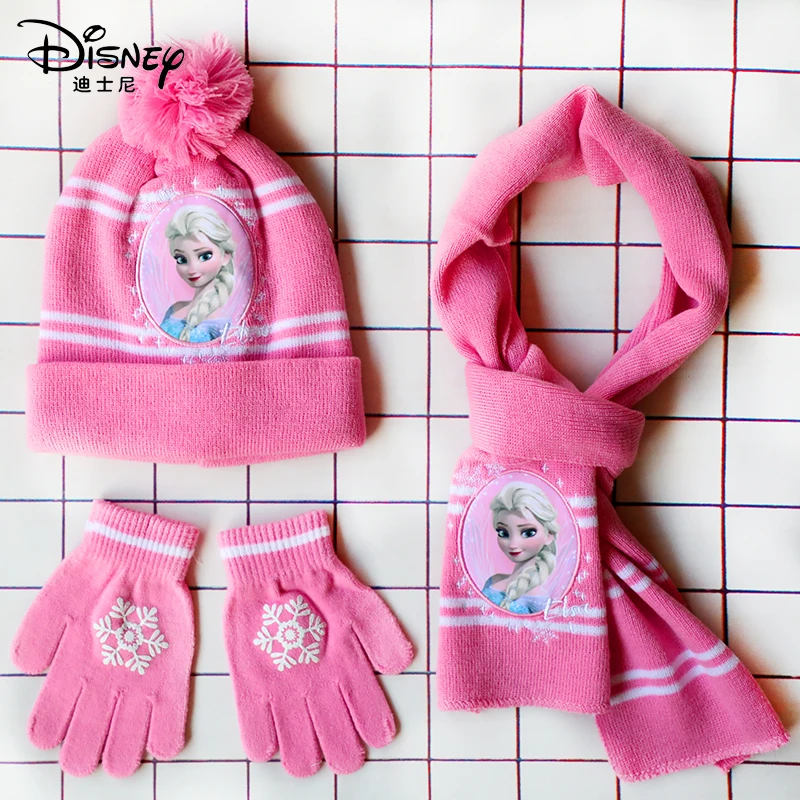 

3 шт./компл., новая детская шапка для детей от 4 до 8 лет, принцесса Эльзы, мультяшная шапка, шарф, перчатки, шапка, вязаные комплекты, шапка для девочек, согревающие головные уборы для девочек