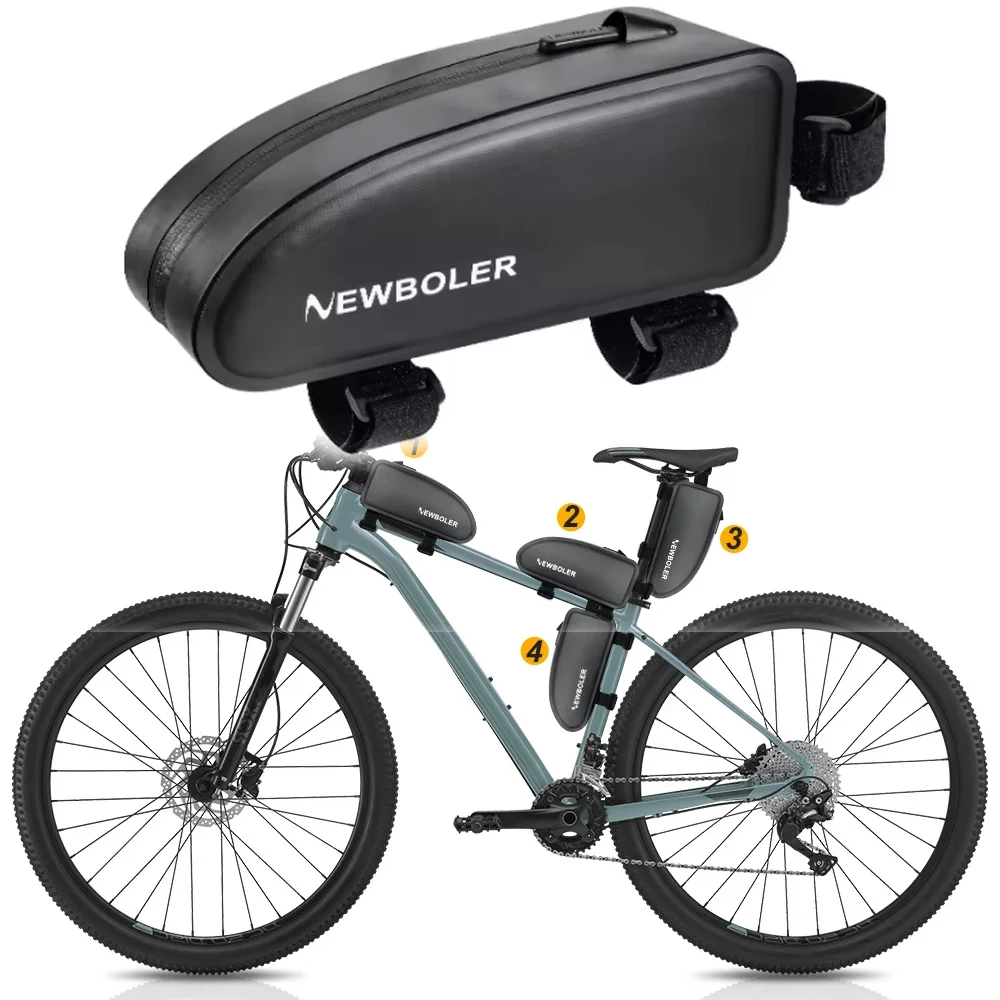 2Lバイクトップチューブバッグ、グラベルバイクバッグ（ネジ付き）、防水PVCサイクリングフレームバッグ（ロードバイク、MTB、グラベルバイク用）