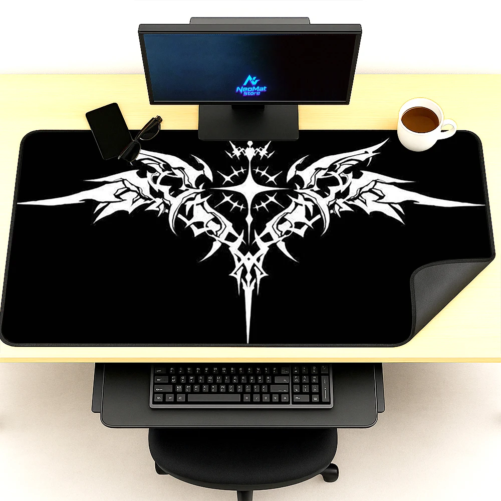 Gothic Desk Mat Extra Large Keyboard Black White Symmetrical Design XXXL Gaming 140x60 Nonslip Office Accessories Desktop Mat
