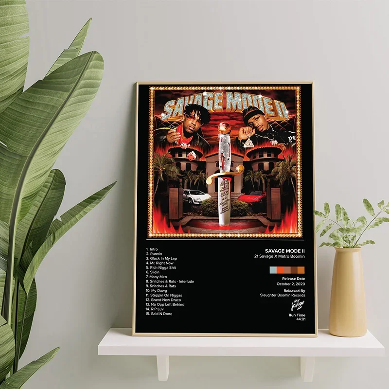 الهيب هوب مغني الراب 21 سافاج ، أنا كنت وحشية ألبوم الموسيقى ملصق فني حائط لوح رسم يطبع صورة غرفة المعيشة ديكور المنزل #3