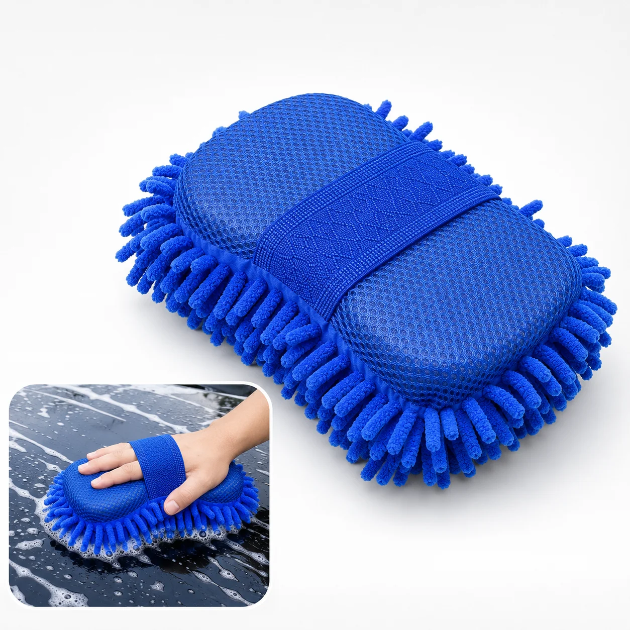 Luva de Microfibra Chenille para Lavagem Automotiva, Esponja, Escova, Almofada, Toalha de Limpeza Automotiva, Ferramenta de Detalhamento, Acessórios d