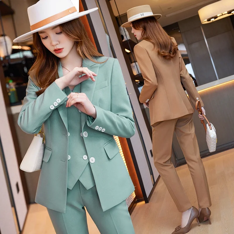 

608 Khaki Suit Women's Autumn Temperament Goddess Style Slim-Fitting Suit High-End Formal Wear Manager Professional Work Clothes