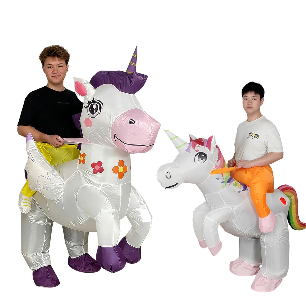 Erwachsene aufblasbare Blumen Regenbogen Einhorn Cosplay Kostüme Pferd Maskottchen für Halloween Party Geburtstag