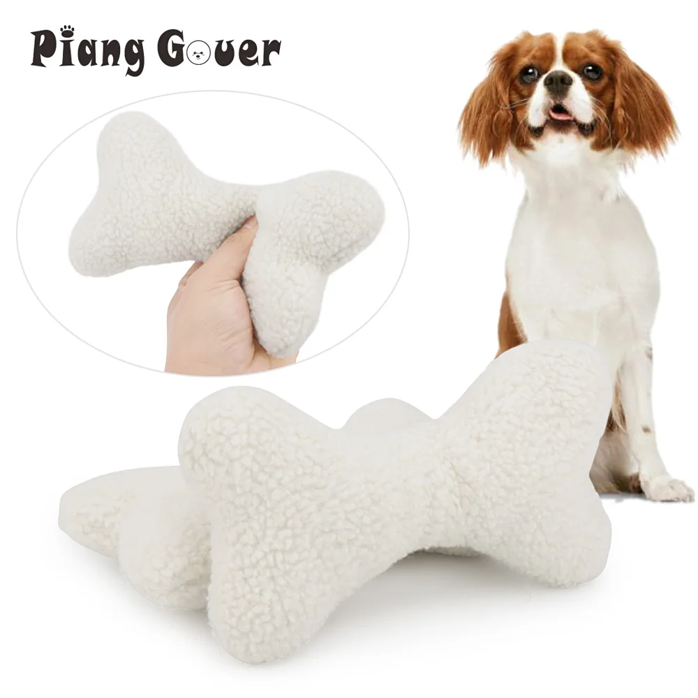 2 uds hueso blanco chirriante juguetes para perros pequeños hueso de peluche masticar juguete para mascotas