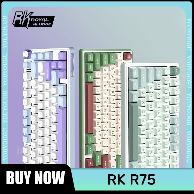 

RKR75 Wireless Mechanical Keyboard 3 Mode USB/2.4G/Bluetooth Keyboard 81Keys RGB Backlight PBT Keycaps Hot Swap Gaming Keyboards