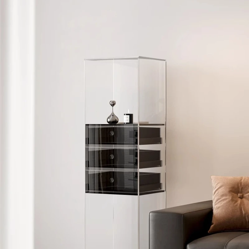 

Acrylic living room display Household light luxury figure display cabinet Living room wine cabinet with drawers