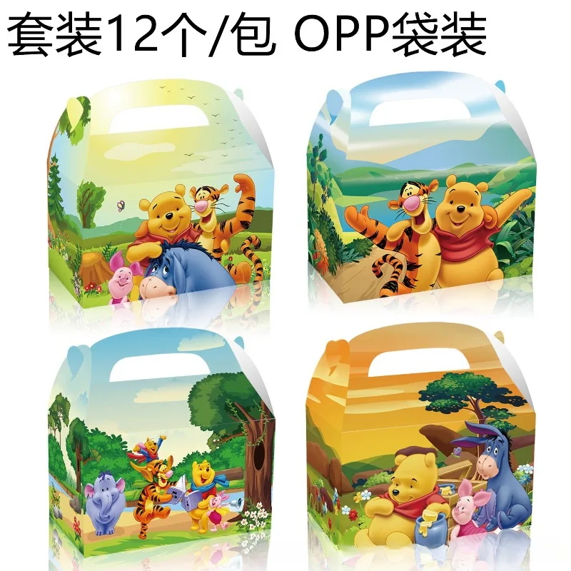 

Disney Pooh Bear Party Candy Gift Box Winnie Cute Cartoon Halloween Birthday Party Portable Handheld Paper Box Bag Kids Gifts