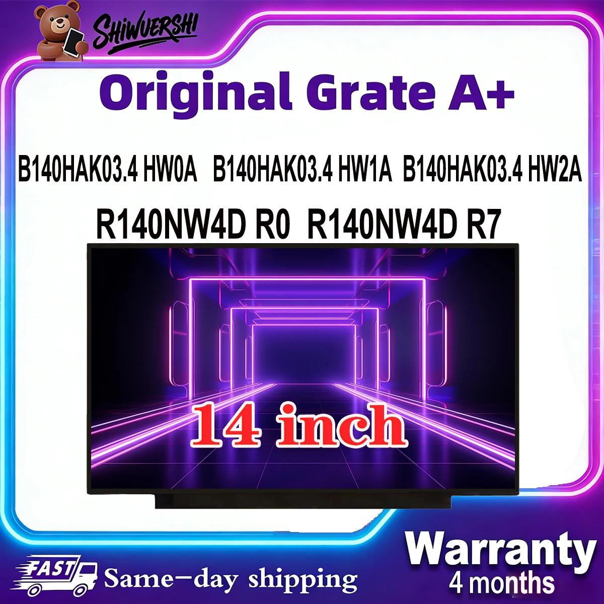 

Оригинальный новый A + 14-дюймовый тонкий ЖК-экран для ноутбука B140HAK03.4 R140NW4D R0 R140NW4D R7 60 Гц