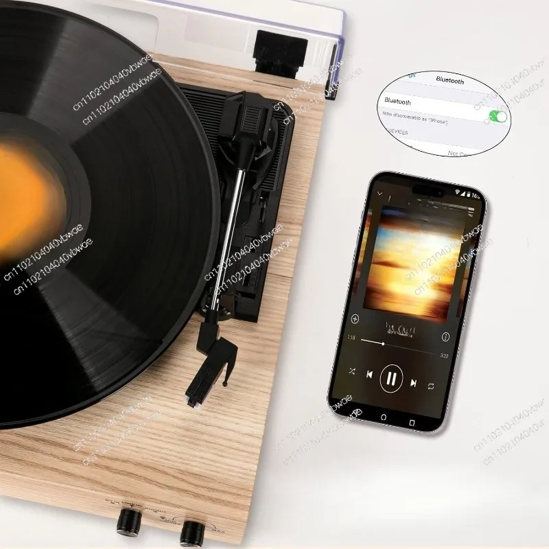 Classic wood split vinyl record player phonograph living room ornament high-quality bluetooth speaker