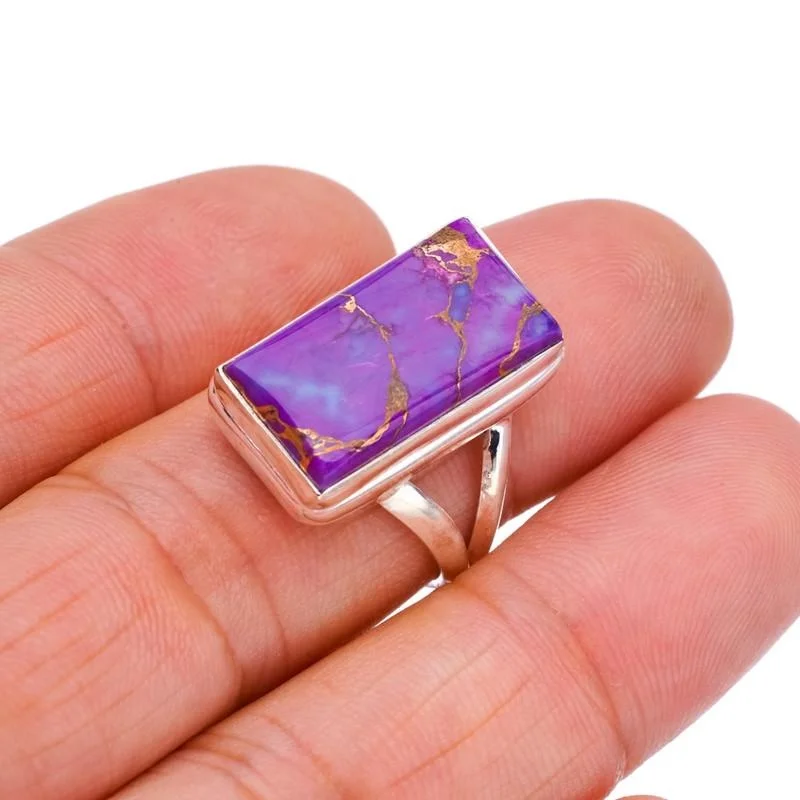 

StarGems®Натуральное искусственное серебряное кольцо ручной работы 7,25 F2275