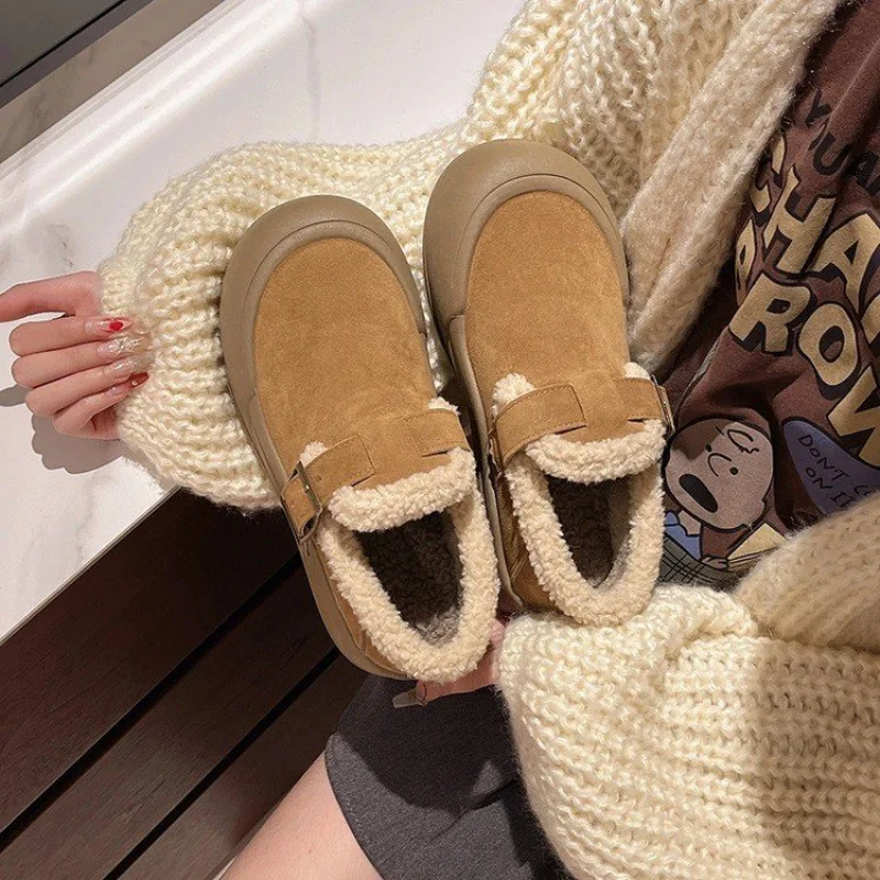 حذاء بدون كعب نسائي ذو نعل سميك لعام 2025 - حذاء شتوي دافئ مبطن بالرقيق سهل الارتداء - حذاء مسطح ريترو #3