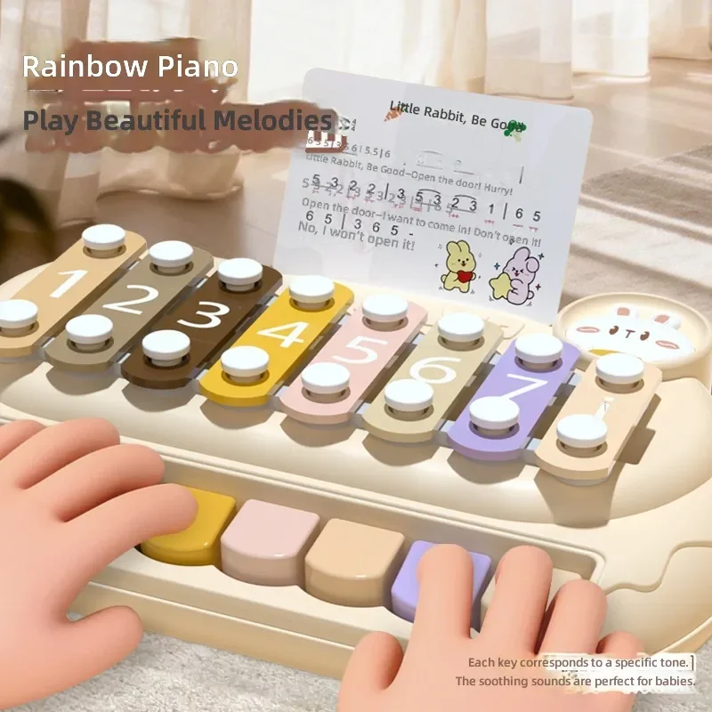 Baby Piano Toy Octave Hand Playing Two in One Musical Instrument Early Education Percussion Music Gift for Infants 6 to 12