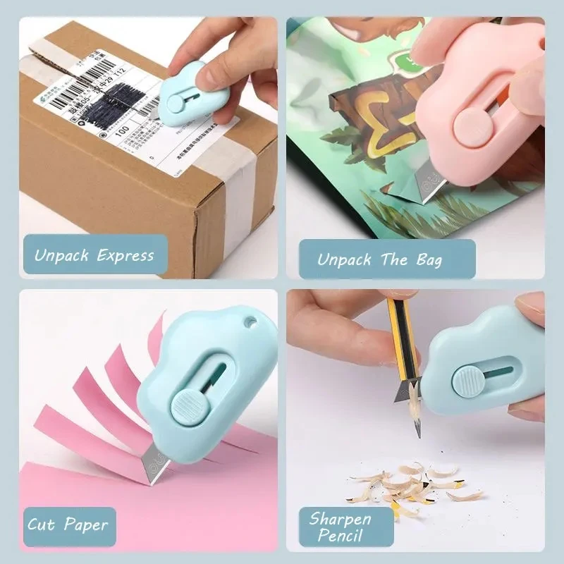 Kawaii Clouds Portable Utility Knife Unpack Express Unboxing Artifact Student School Learning Office Supplies