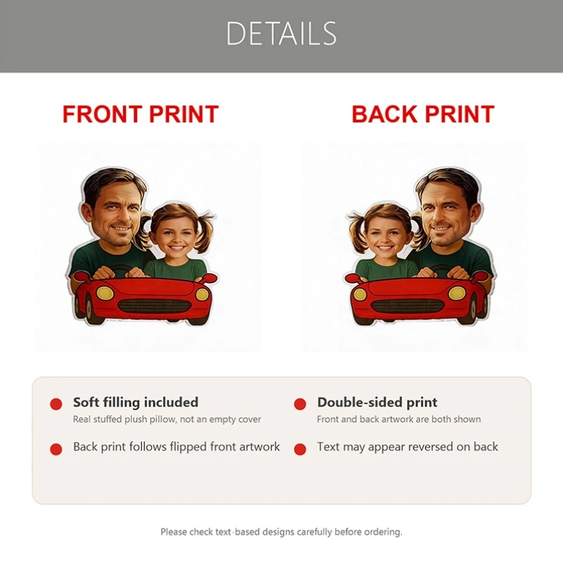 Custom Photo Car-Shaped Pillow, Personalized Face in Red Vehicle Decorative Cushion, 70CM Home Decor Accent for Sofa And Bedroom