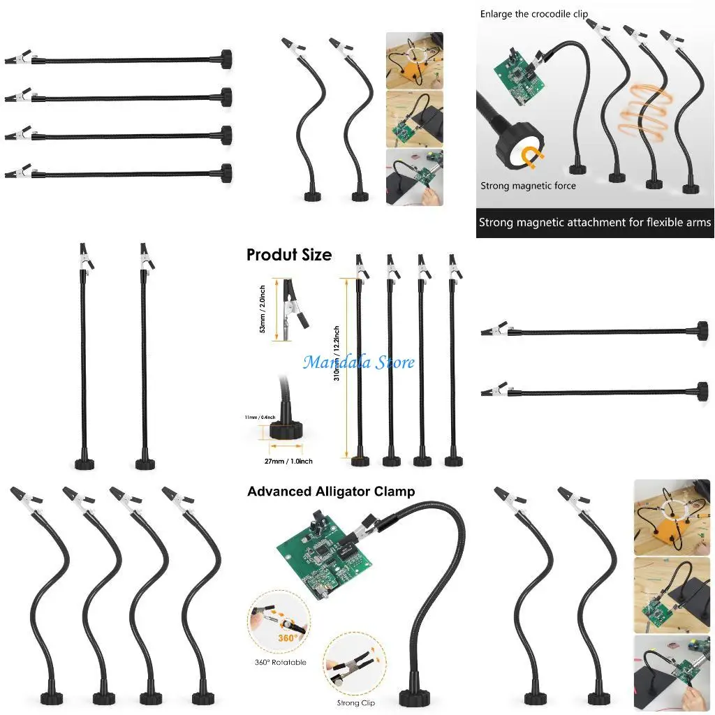 

U2JC Adjustable Alligators Clips Metal 310mm for Automobile Soldering Jewelry Painting Crafts Soldering Helping Hands