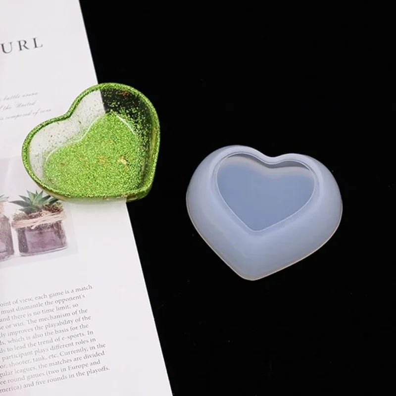 Heart Shape Small Storage Box Resin Mold,Square Shape Jewelry Mini Bowl Silicone Mold, Cute Decorative Dish Containers Epoxy Cas