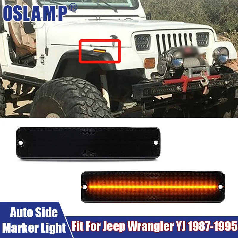 

New 2Pcs/Pair LED Side Marker Lights Car Accessories Fit For Jeep Wrangler YJ 1987-1995 LED Front Fender Side Marker Signal Lamp