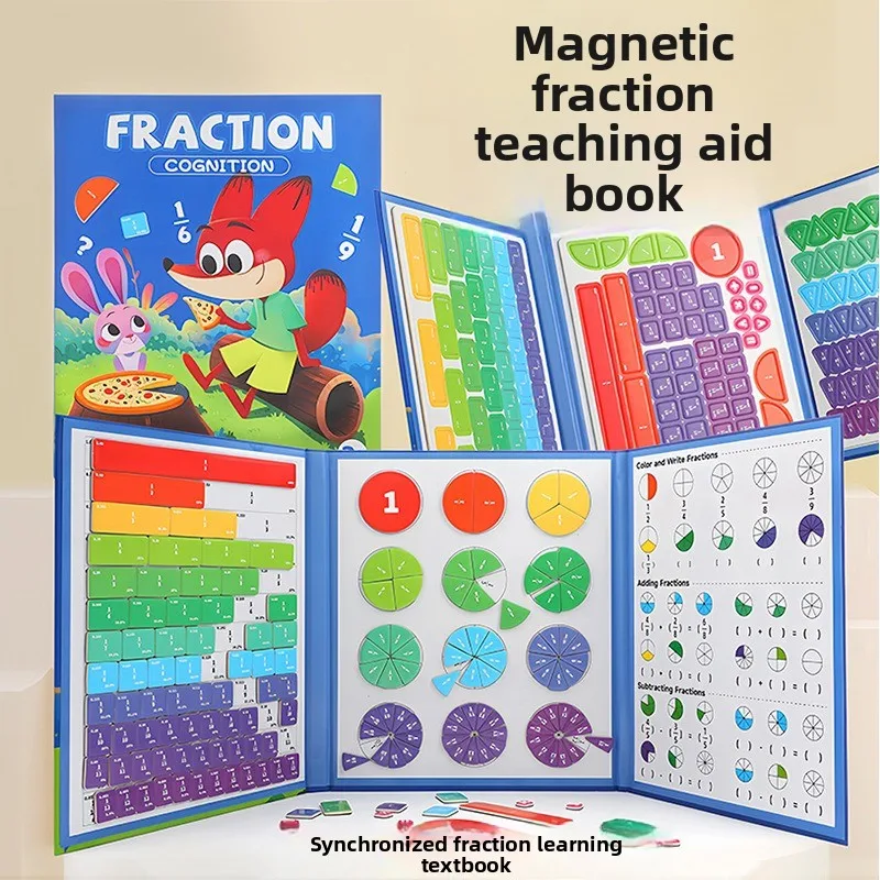 Brinquedo de aprendizagem de fração magnética para crianças - Disco matemático educacional triplo com quebra-cabeças de partição visual