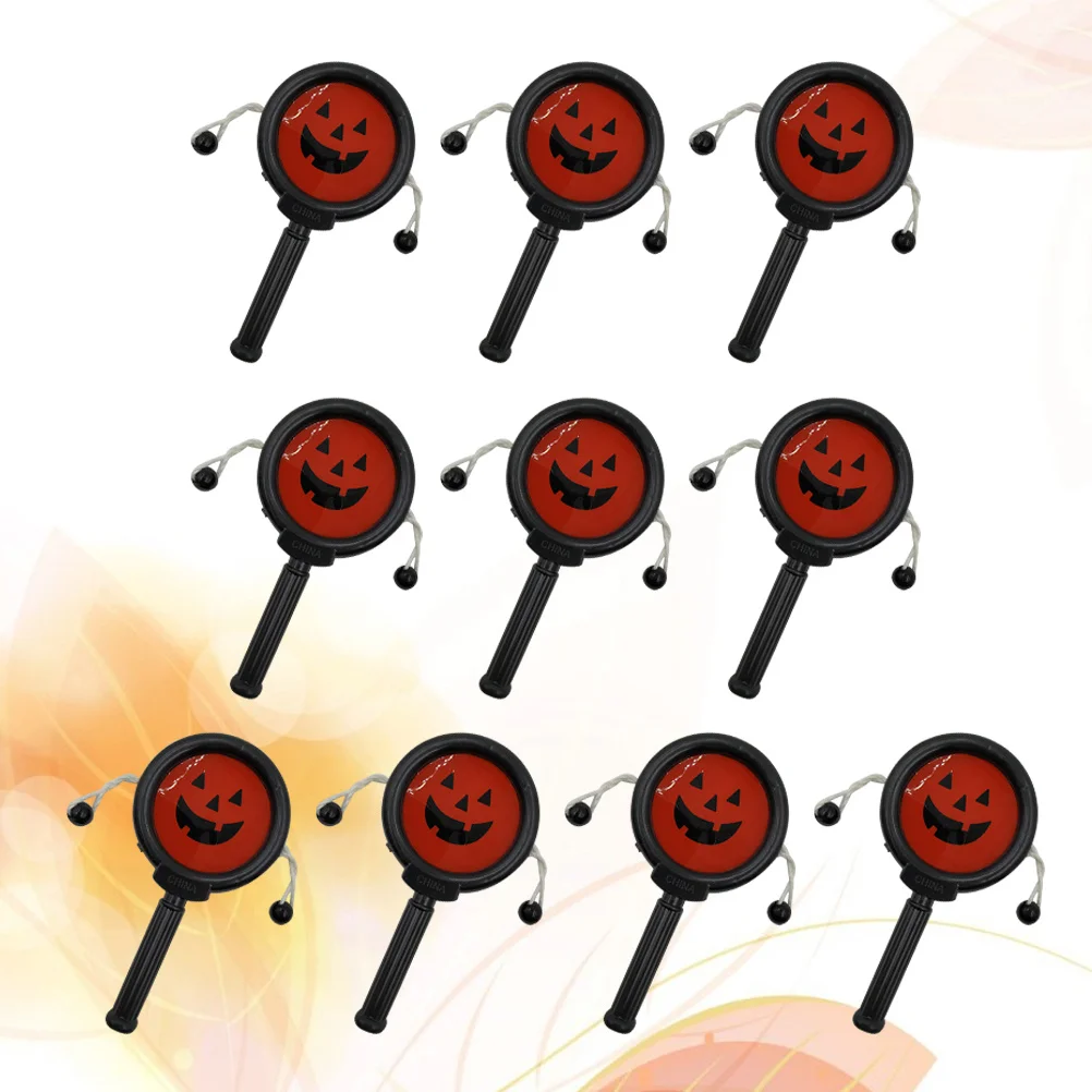 10Pcs Halloween Pumpkin Rattle Drum Mini Early Educational Colors Baby Hand Eye Coordination Musical Instrument