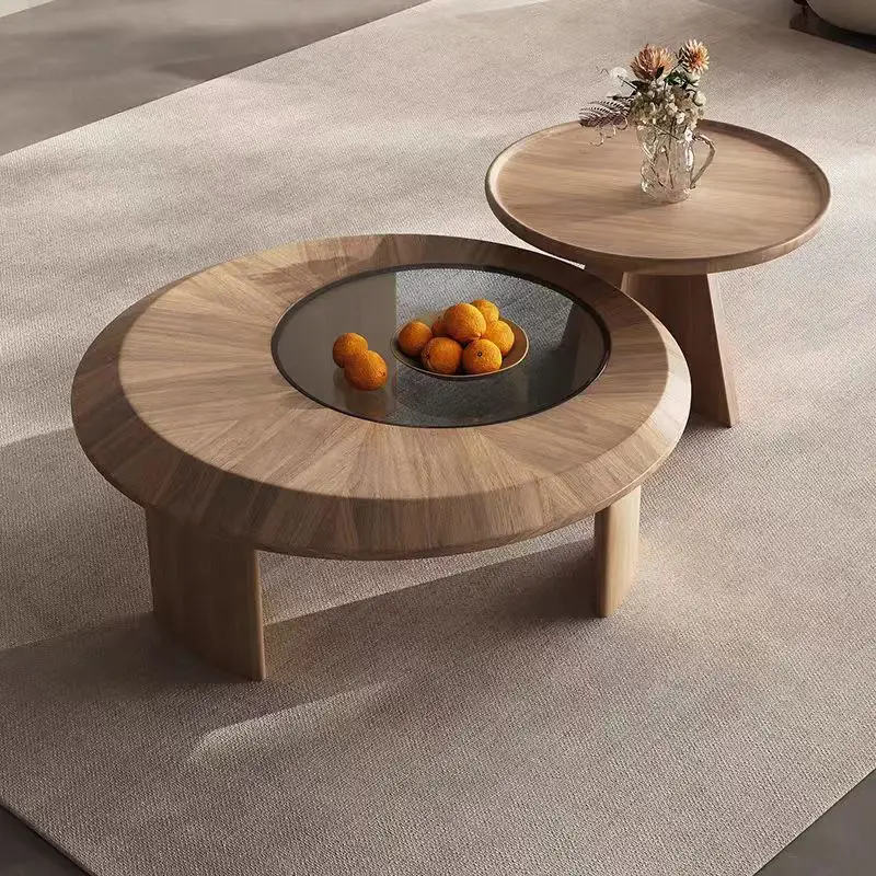 

！@2025 Italian Design Minimalist Walnut Veneer Coffee Table Living Room Simple Villa Center Table Wholesale Walnut Center Table