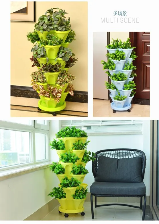 The New Three-petal Pot Four-petal Strawberry Pot Multi-layered Overlay Cultivation Pot Vegetable Melon Fruit Planting Pot