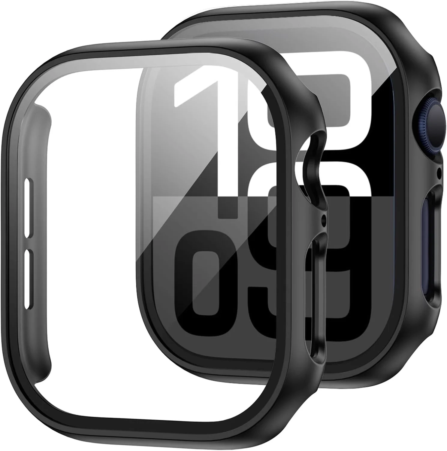Displayschutzfolie für Apple Watch Case 10, 9, 8, 7, 46 mm, 42 mm, 45 mm, 41 mm, Zubehör, harte PC-Stoßstange, gehärtete Glasfolie, iWatch-Abdeckung