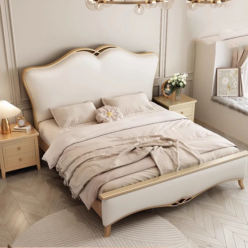 Sleeping Princess Bed Bedroom Girls Design Beauty European Bed Loft Luxury Castle Wooden Floating Camas De Casal Home Furniture